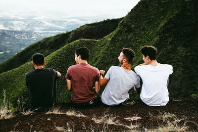 Group of men on a mountainside